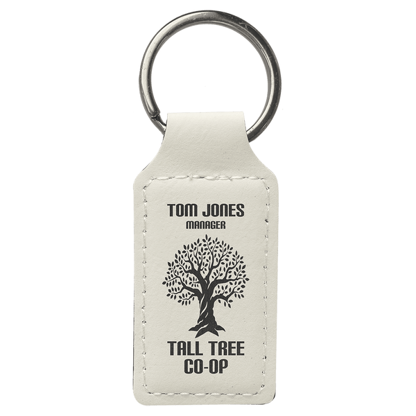 🔑 Custom Laser Engraved Leatherette Rectangle Keychain