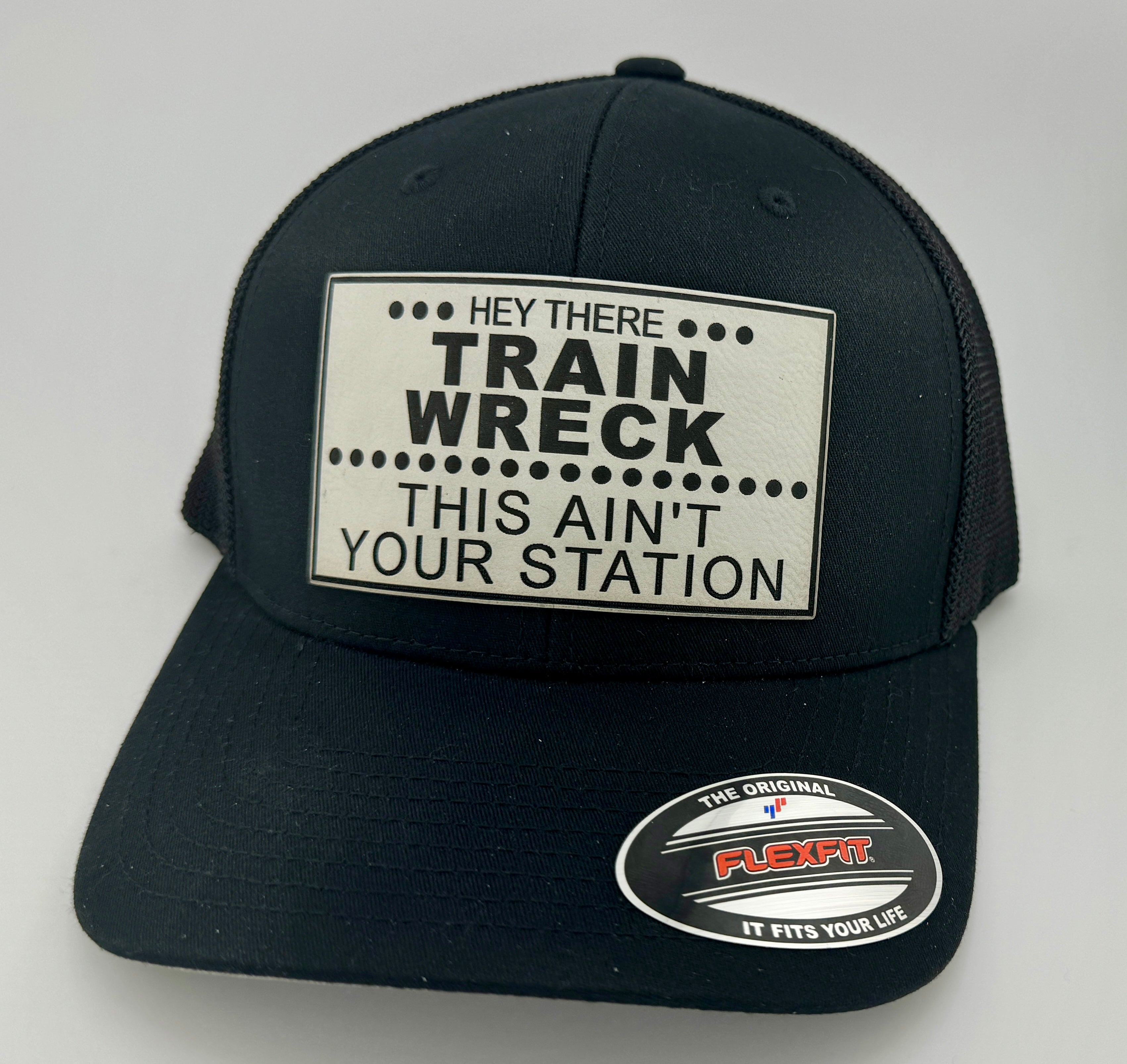 Hey There Train Wreck Leather Patch Hat