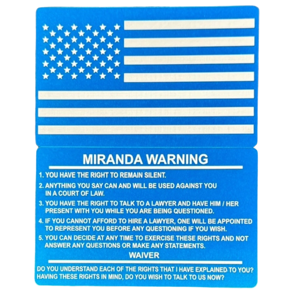 Mirand Warning Card / Sobriety Test Clues