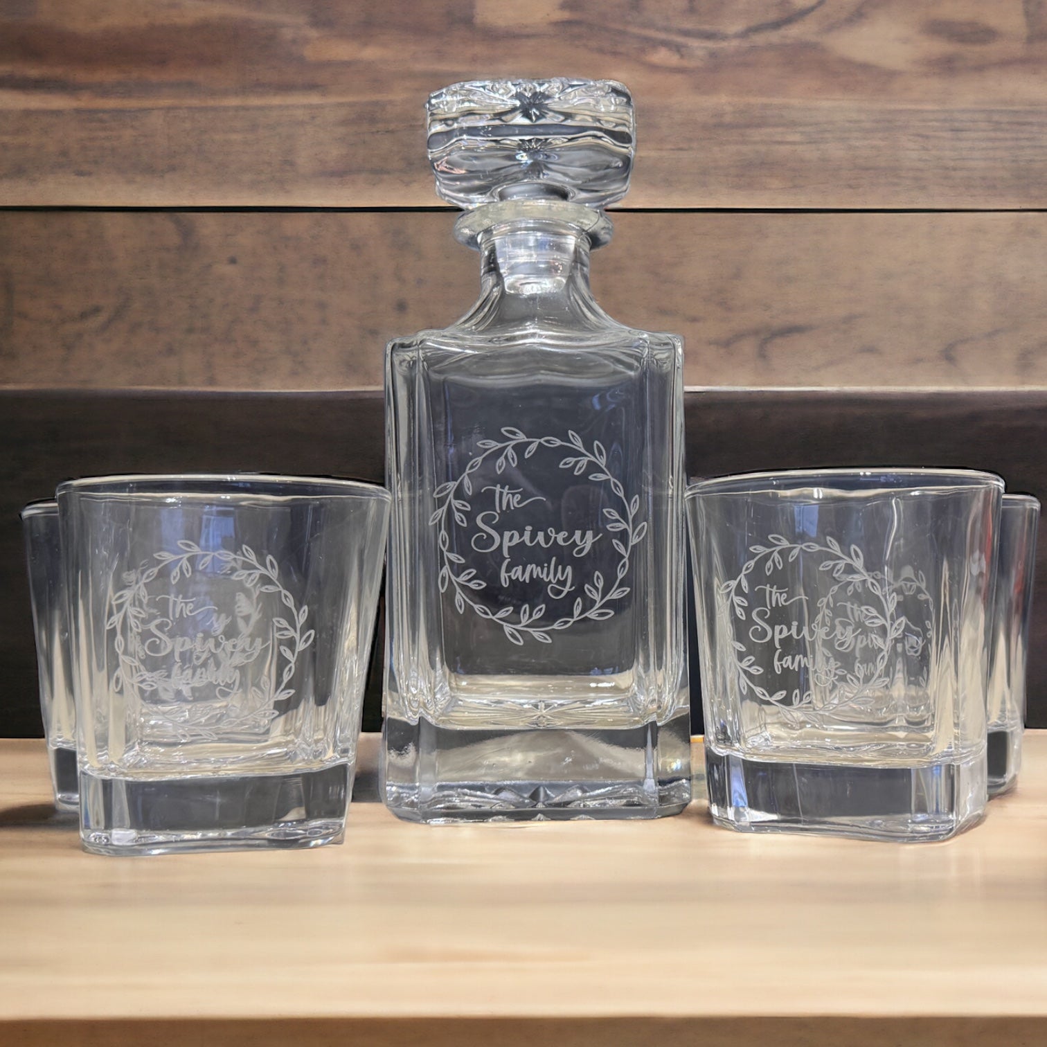 Whiskey Decanter Set Laser Engraved