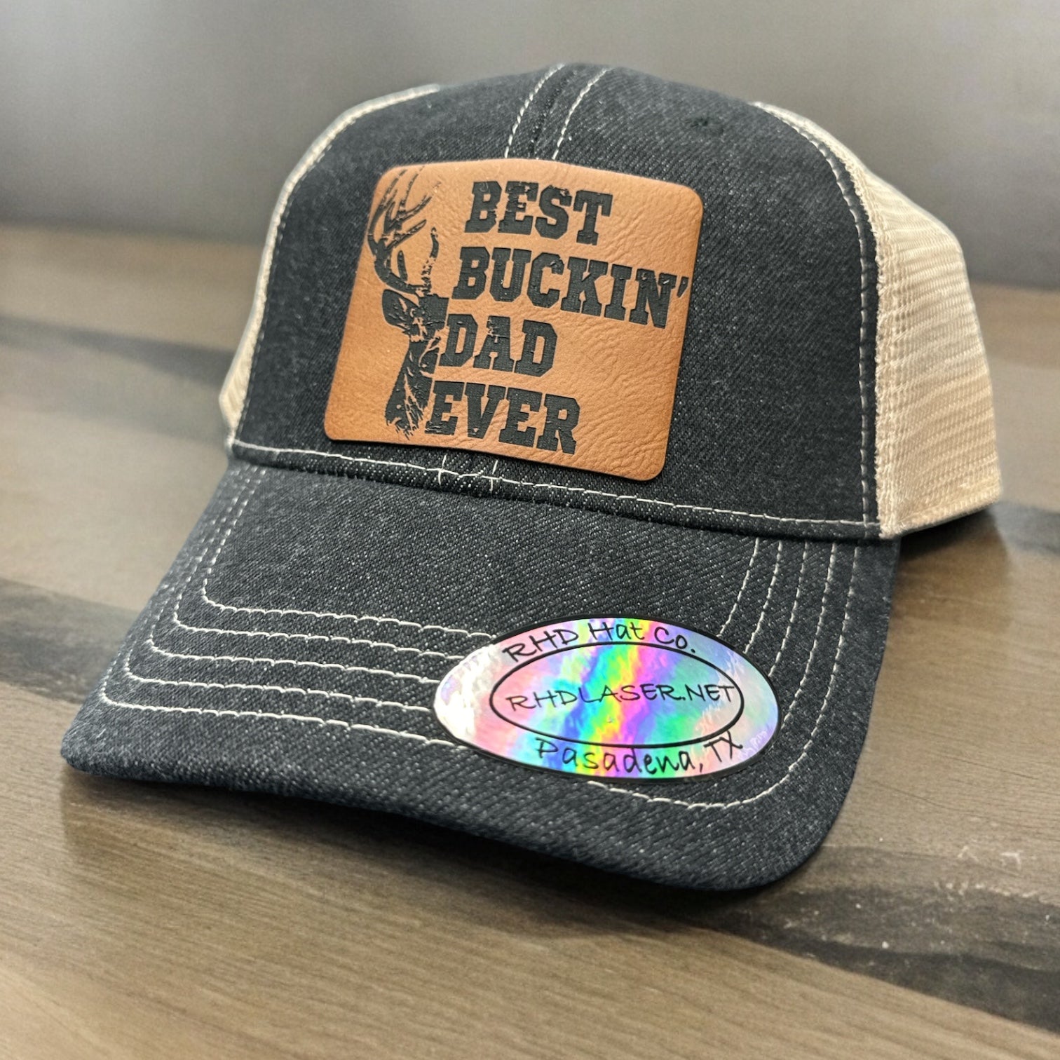 Fathers Day Leather Patch Hat Best Bucking Dad Ever