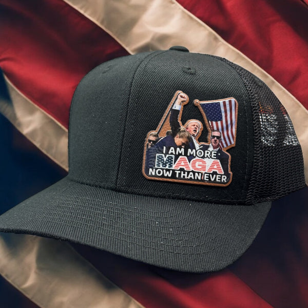 "I Am More Maga Than Ever" Leather Patch Trucker Style Hat